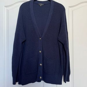 J. Crew Oversized Cotton/Cashmere Cardigan — Navy